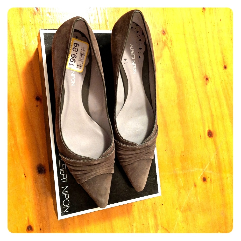Kitten heel Albert Nipon Najuly suede heels